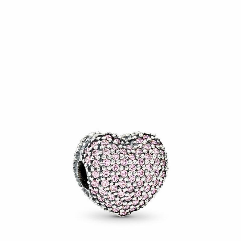 Pandora Pavé Open My Heart Clip Charm - Sterling Silver/Pink/Cubic Zirconia - Canada | RB4326GB